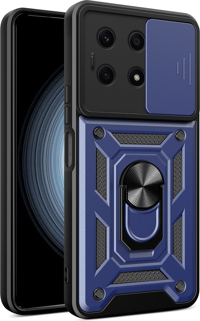 Hülle für Honor X8a mit Ring Ständer Halter Dia Kameraschutz TPU PC Hybrid Handyhülle Blau