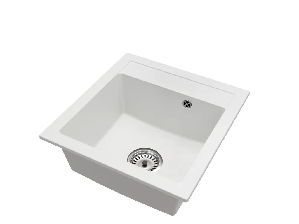 Lavello BIG DON Bianco Granito Monovasca - Robusto con Sifone Inox