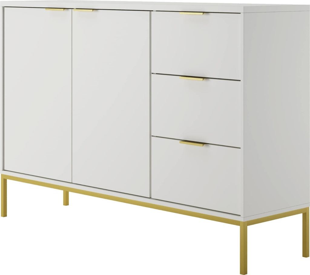 Kommode mit 3 Schubladen und 2 Schränken, modernes Produktbild 