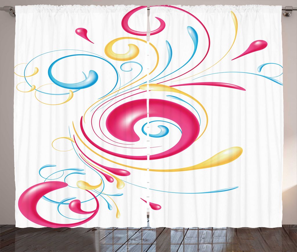 ABAKUHAUS Abstrakt Rustikaler Vorhang, Tinte bespritzt Droplets, Wohnzimmer Universalband Gardinen mit Schlaufen und Haken, 280 x 175 cm, Azure Bla...