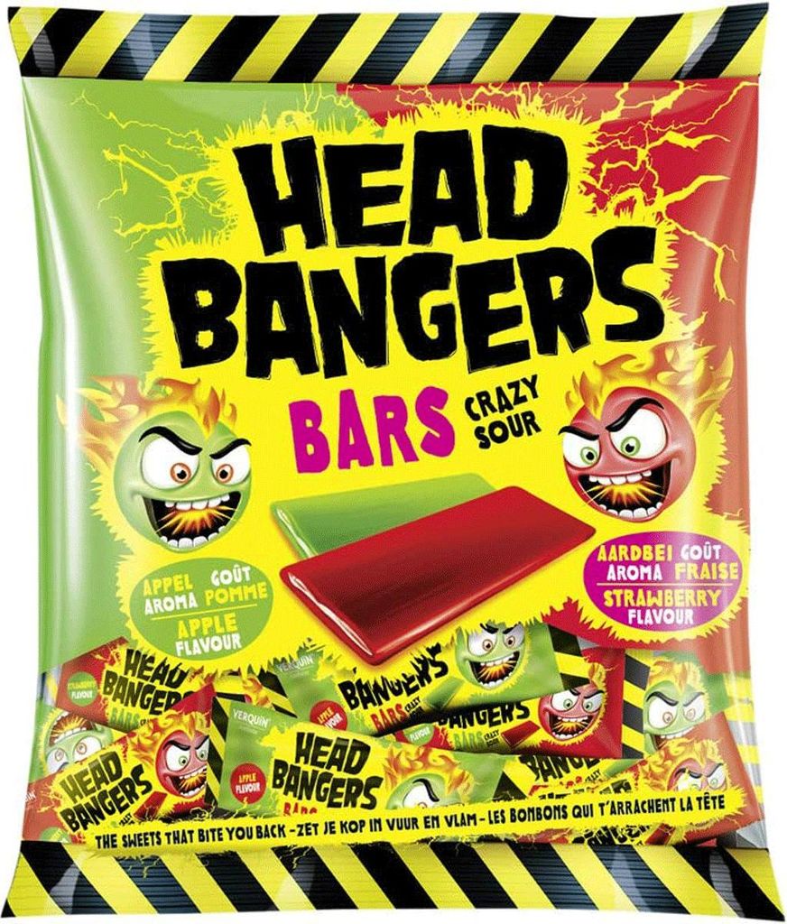 Tyčinky Head Bangers Crazy Sour s príchuťou jablko a jahoda Obrázok produktu 