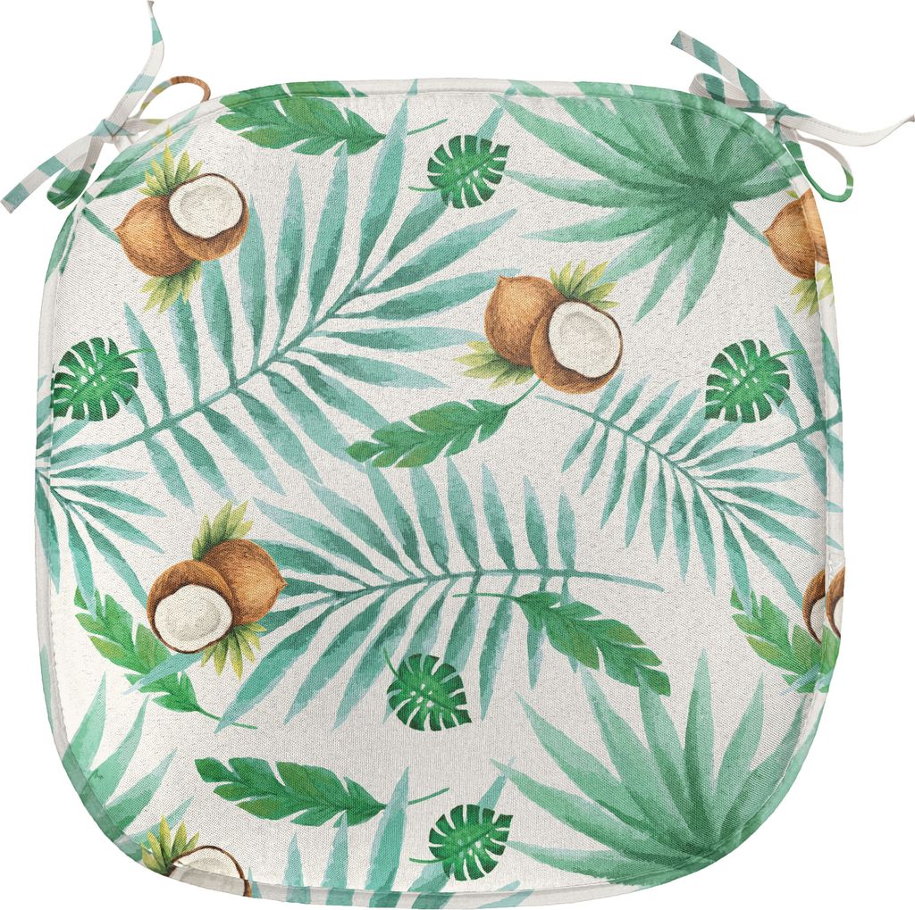 ABAKUHAUS Aquarell Polster für Esszimmerstühle, Coconut Aloha Hawaii, Dekoratives wasserfestes Kissen mit Riemen für Küchensitze, 40 cm x 40 cm...