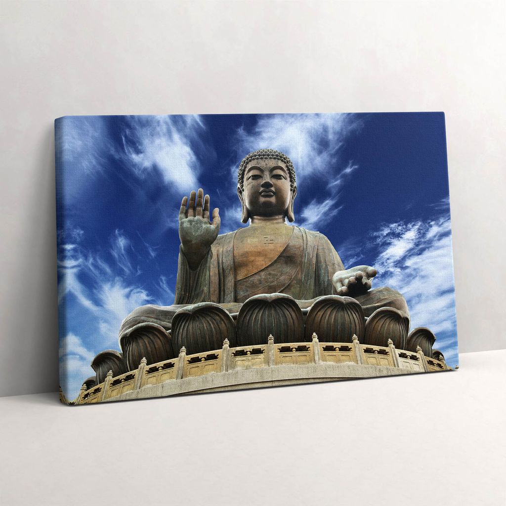 Tian Tan Buddha in Hongkong – Leinwandbild Wandbild – 60x40 cm – Leinwandbilder – Wandbilder – Schlafzimmer – Flur