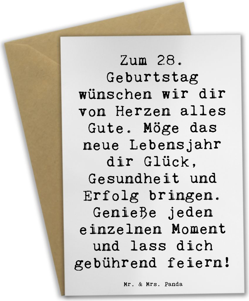 Mr. & Mrs. Panda Klappkarte Spruch 28. Geburtstag - Weiß - Geschenk, Glück, Alter, Grußkarten, Einzigartigkeit, Happy Birthday, einladungskarten...