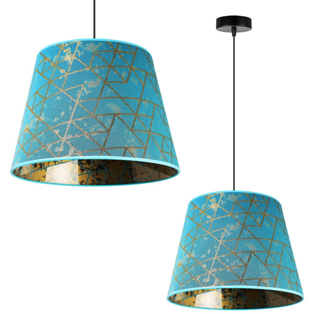Suspension, lustre, abat-jour, motif doré Image du produit 