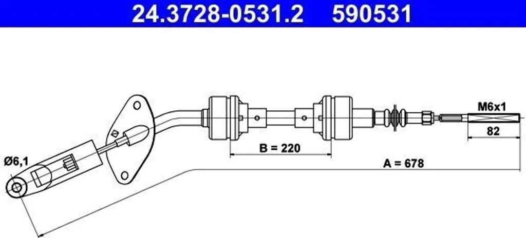 Câble d'embrayage ATE 24.3728-0531.2 compatible avec Fiorino Van