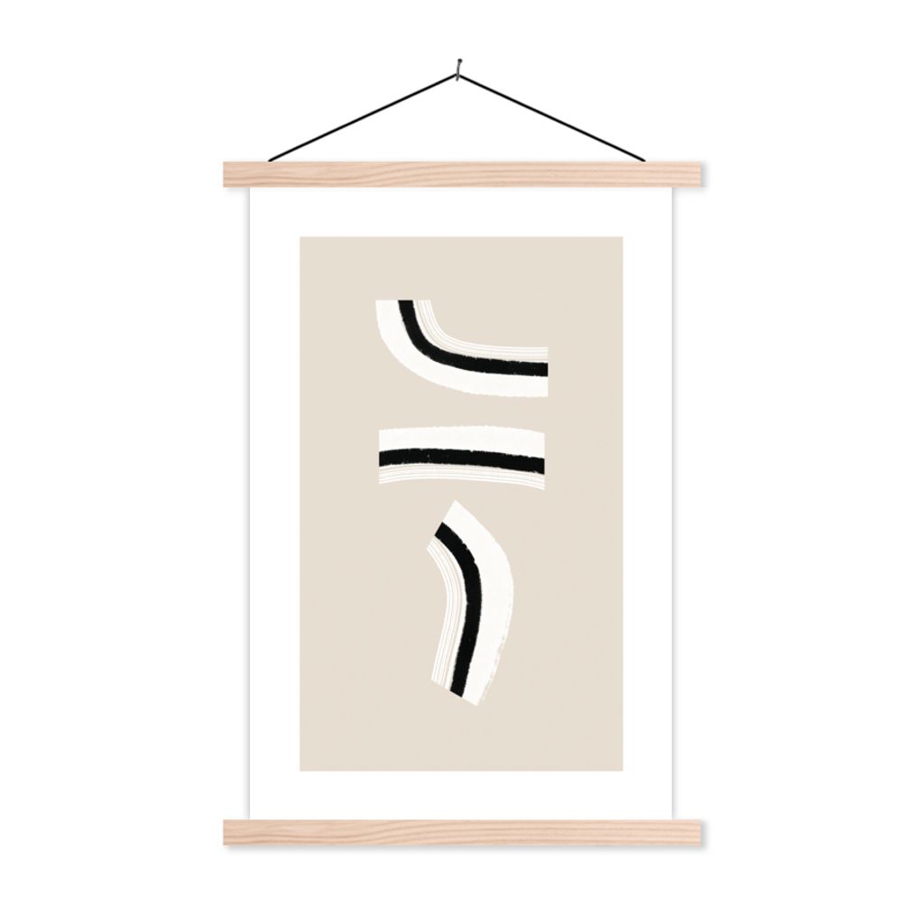 MuchoWow Textilposter Linie - Pastell - Gestaltung 120x180 cm mit holzfarbenen Rahmen - Textil-Plakat