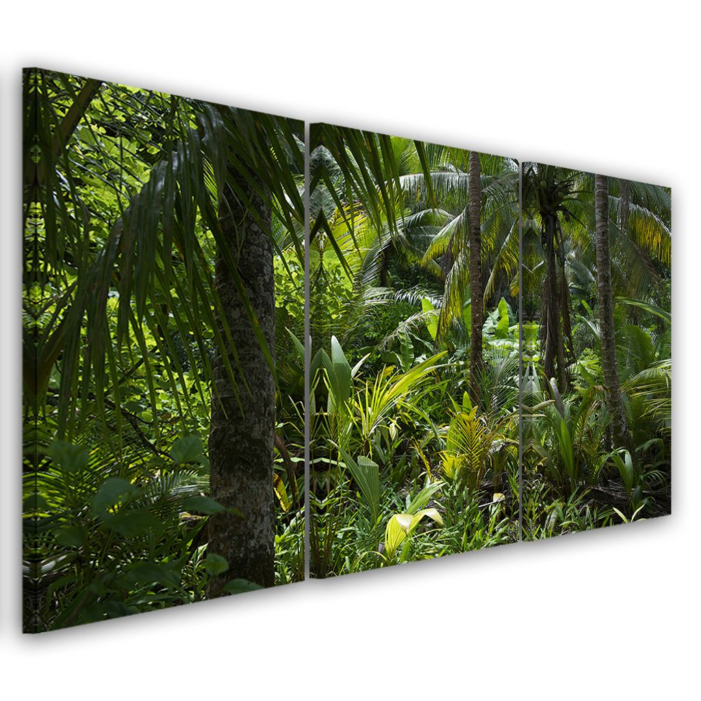 Triptychon auf leinwand grüne landschaften 90x60 cm Feeby grün wandbild bereit zum aufhängen