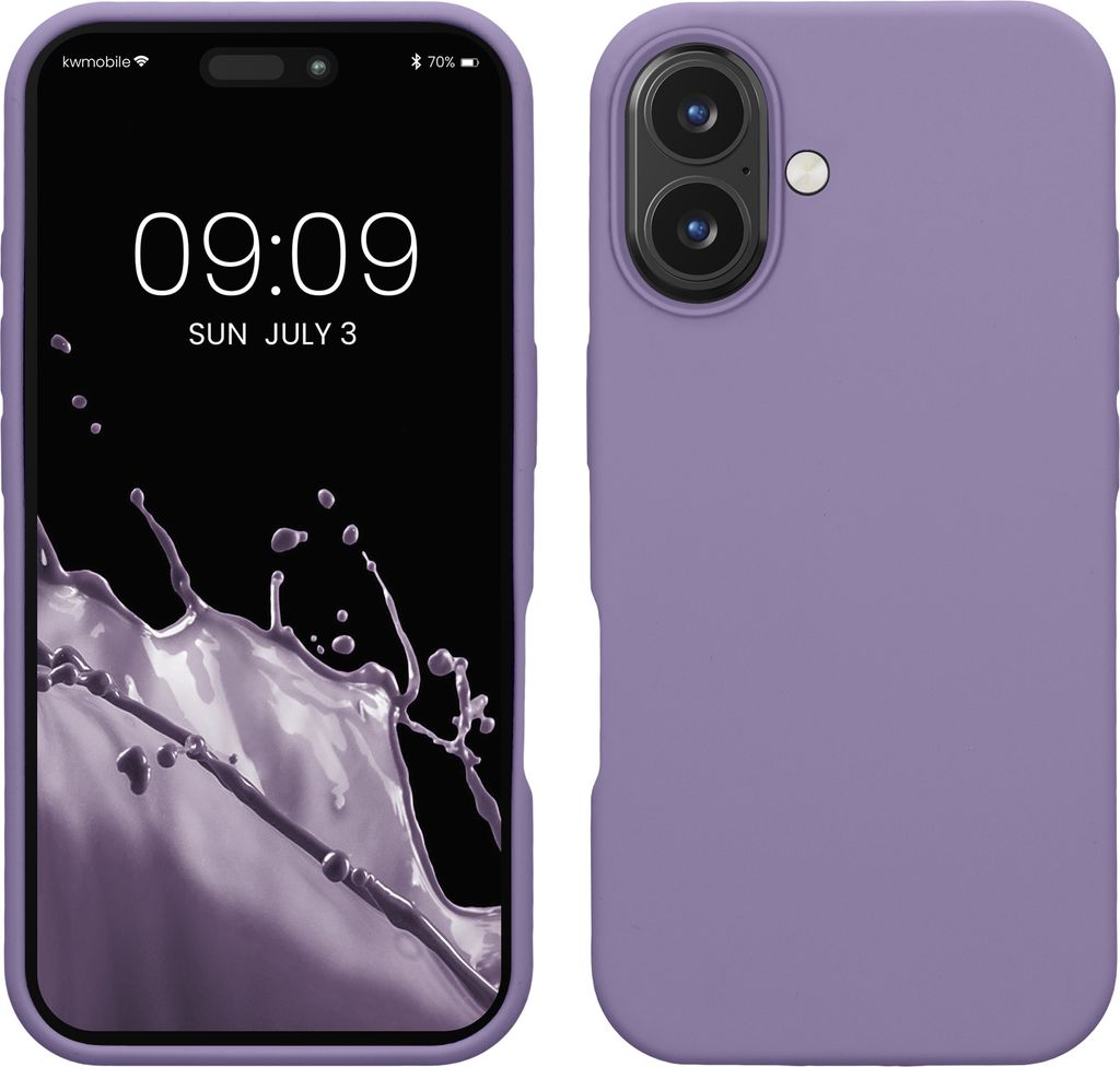 kwmobile Handyhülle für iPhone 16 Hülle, für iPhone 16 Case - Hülle Silikon - kabelloses Laden - Veilchen Lila