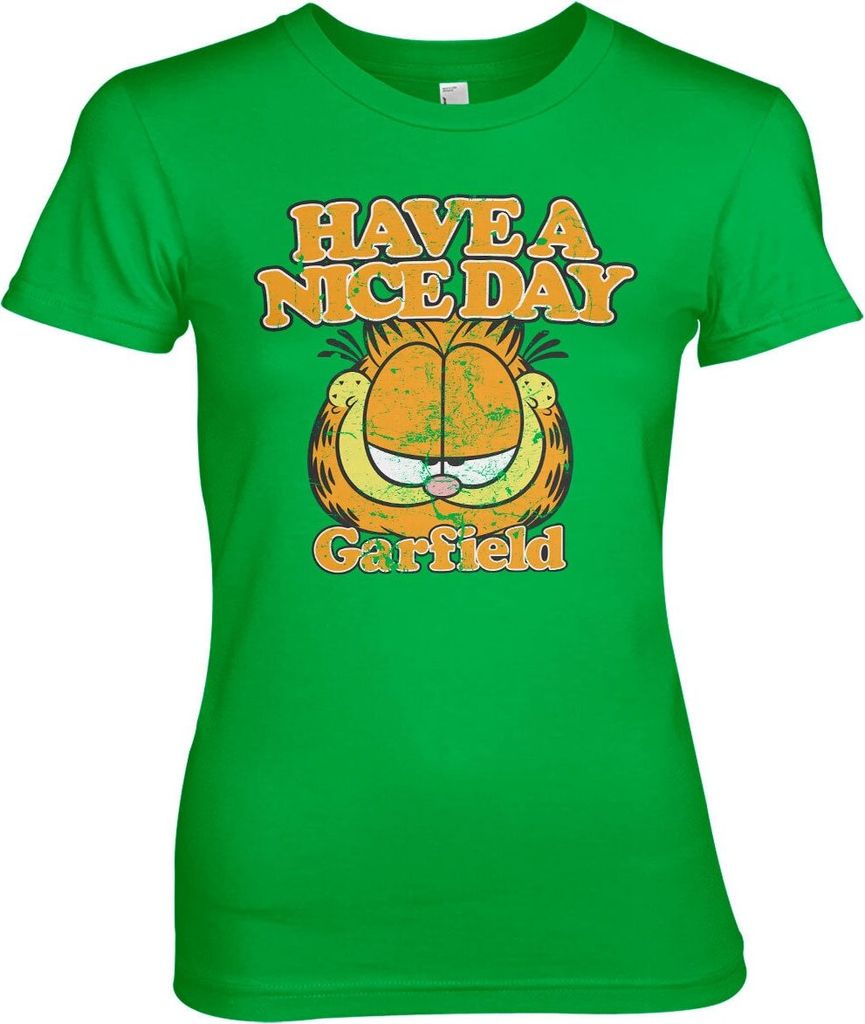 Garfield - Have A Nice Day Girly Tee - Large - Green