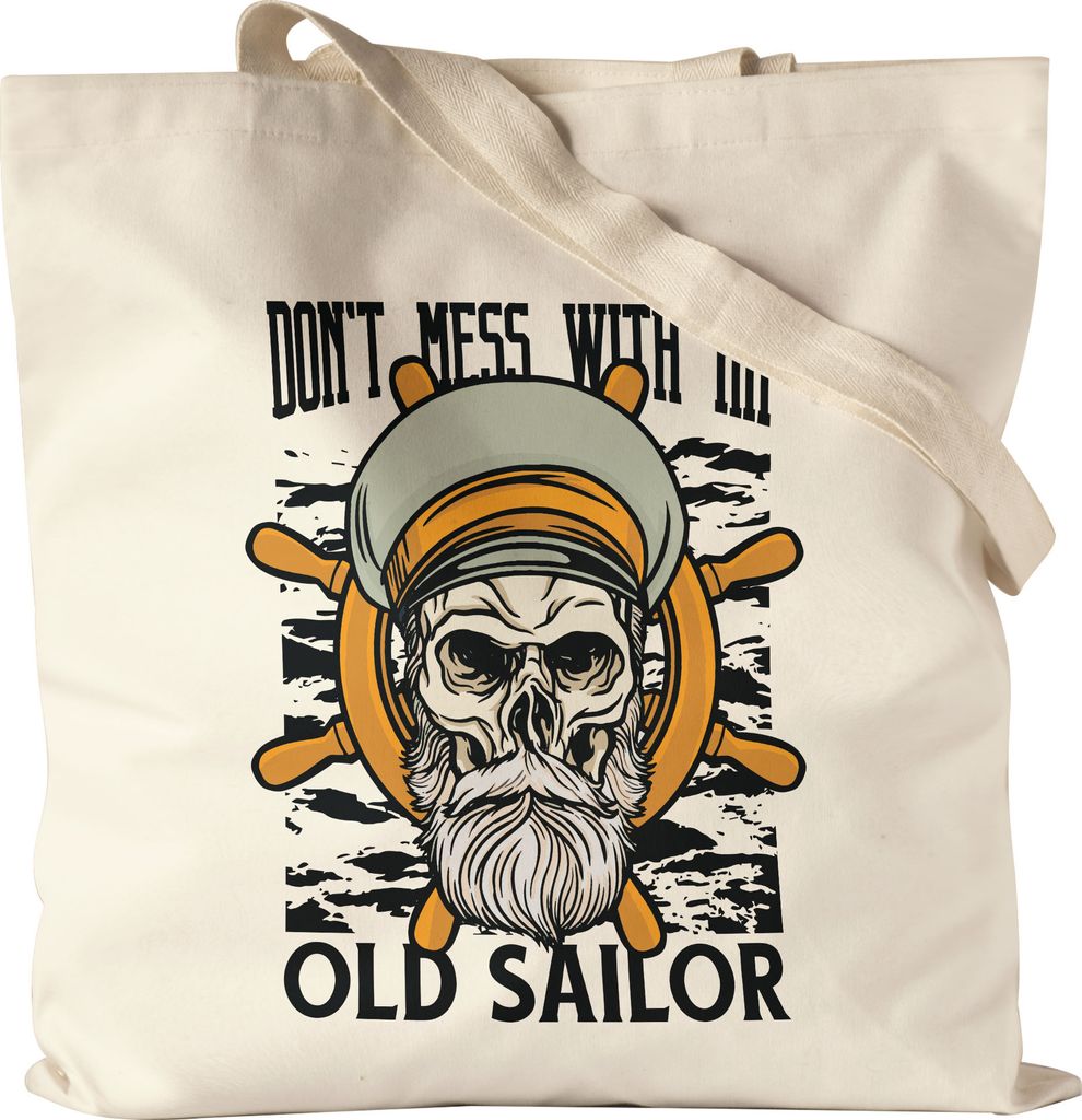 Don't mess with an old Sailor Jutebeutel Stoffbeutel Canvas Segler Geschenk Papa Vater Segelboot Katamaran