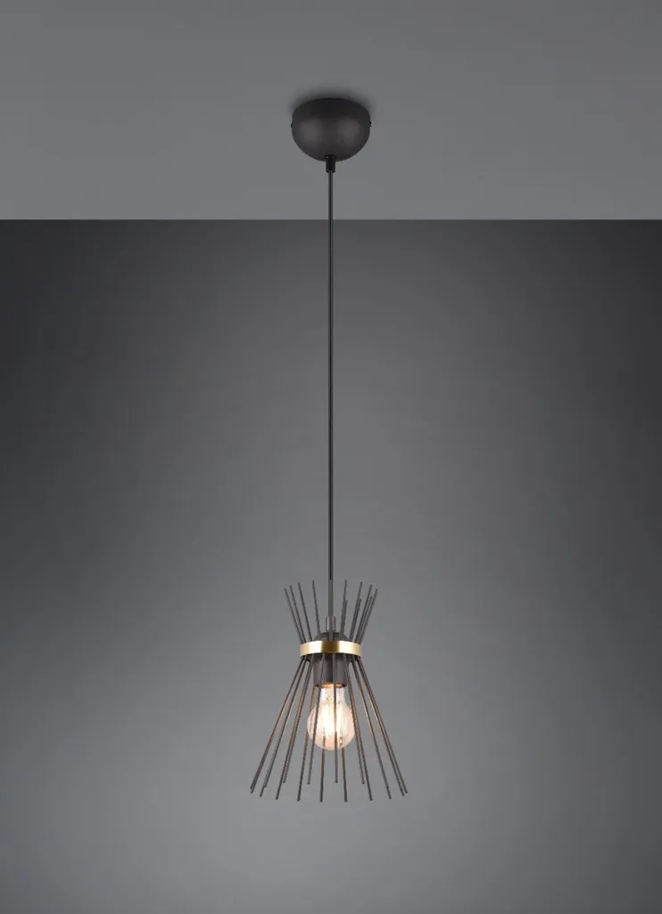Lampadario Sospensione Design ROD Nero/Oro - Illuminazione E27 40W