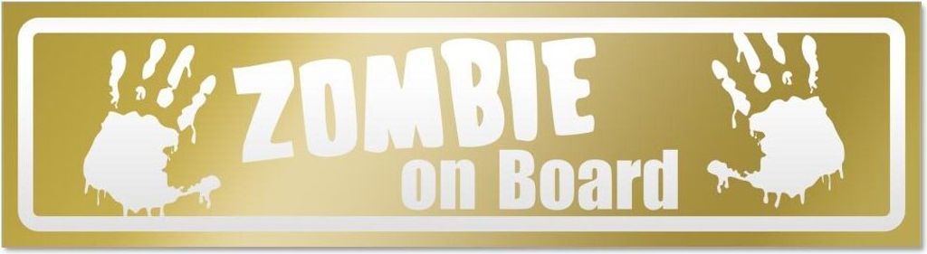 Kiwistar Zombie ob Board invertiert Magnetschild Schild magnetisch - 30cm Gold - Magnetfolie für Auto PKW Kfz