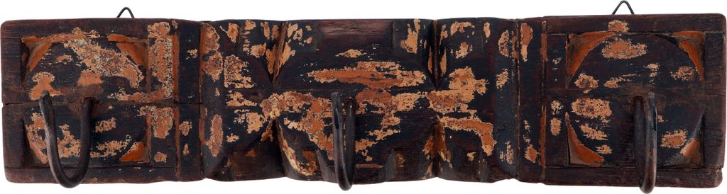 Massiver Garderobenhaken, Wandhaken, Kleiderhaken, Garderobe aus Alten Holzelementen - Modell 16, Antik-blau, Metall,Holz, 10*42*5 cm, Wandhaken au...