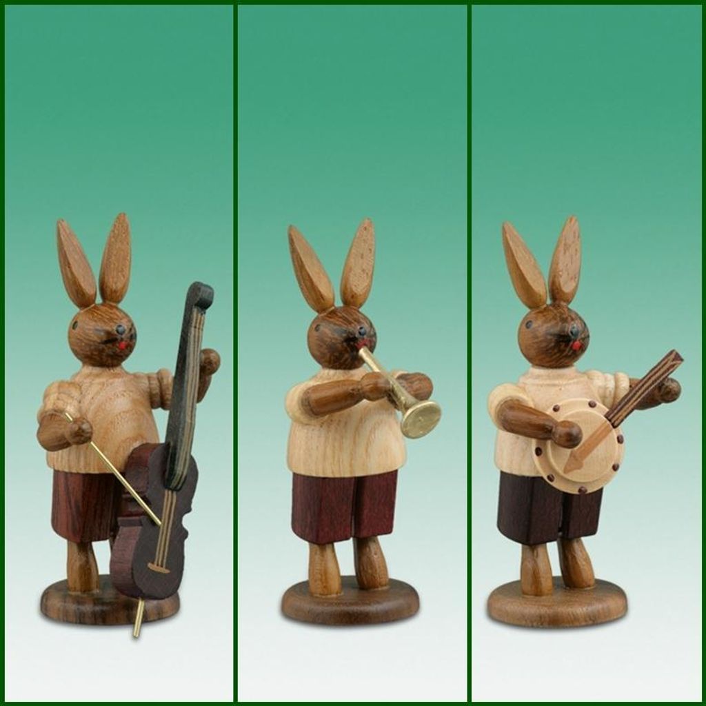 Osterdekoration Osterhasen Musikanten 3tlg. Höhe 7,5cm NEU