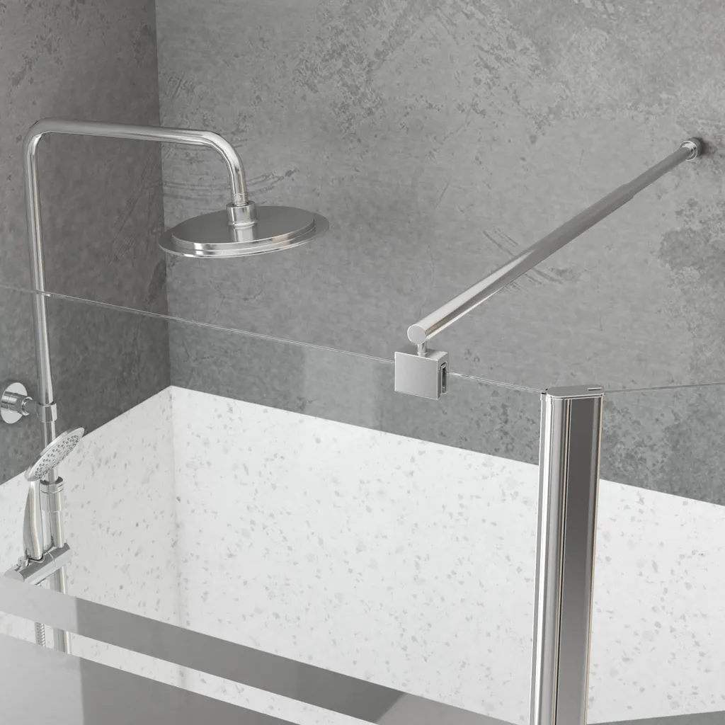 Écran de Douche Italienne 140 cm - Paroi Fixe et Volet Miroir Chic