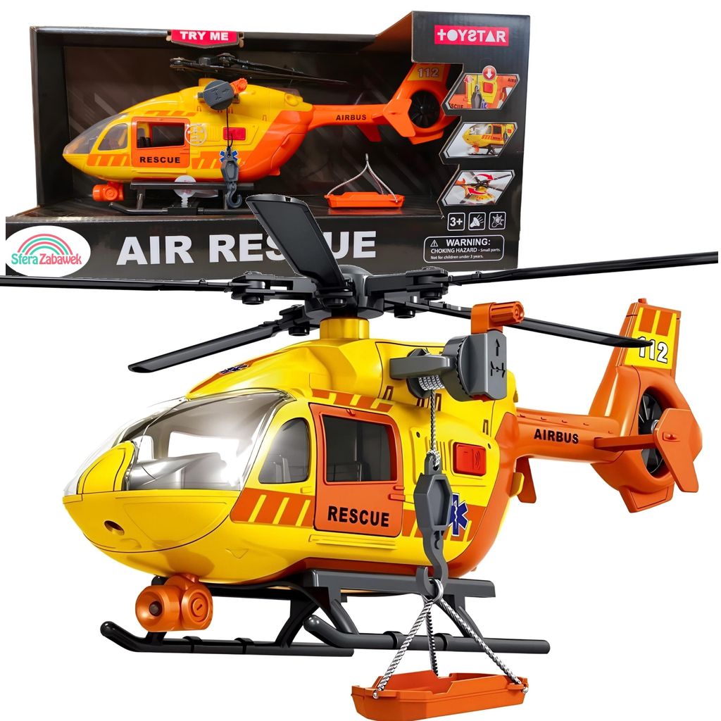 Air Rescue Rettungshubschrauber Airbus Licht & Sound Seilwinde Spielzeug 112