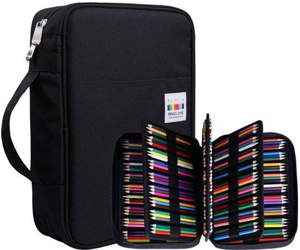XXL Etui mit 220 Fächern, wasserdicht, schwarz, für Stifte und Kunstmaterialien