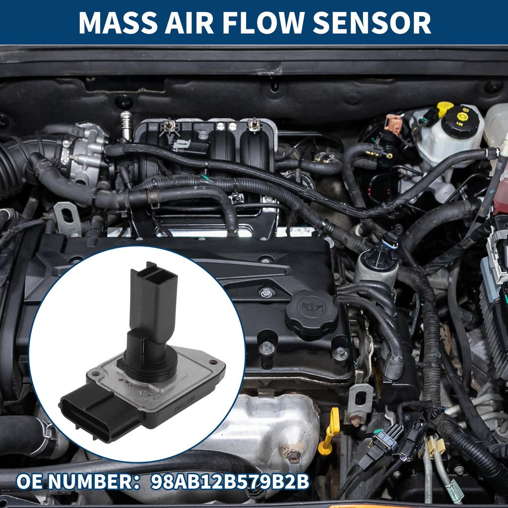 Massenluftstromsensor Nr. 98AB12B579B2B Luftmassenmesser für Ford Focus 2000-2004 Kunststoff Metall 1 Stück