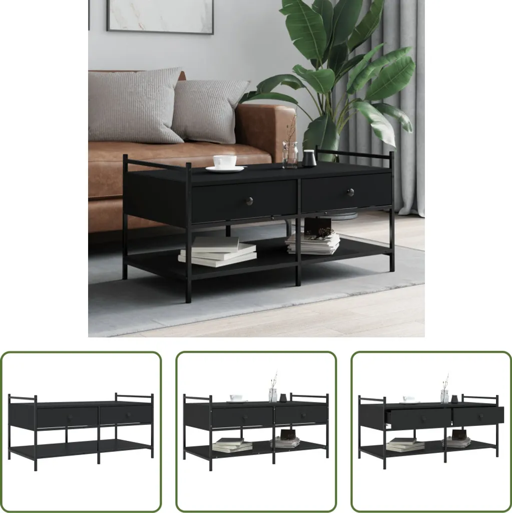 Tavolino Salotto Nero 99x50 cm The Living Store Legno Moderno