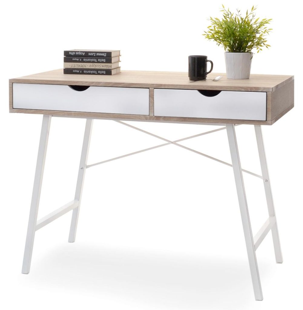 Scrivania SAYER con cassetti - bianco / rovere sonoma Immagine del prodotto 