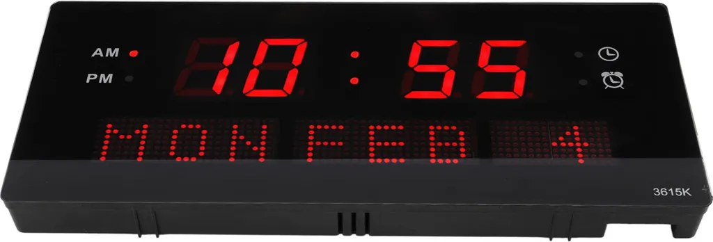 Horloge LED affichage digital cadre noir et trous de suspension - 40cm