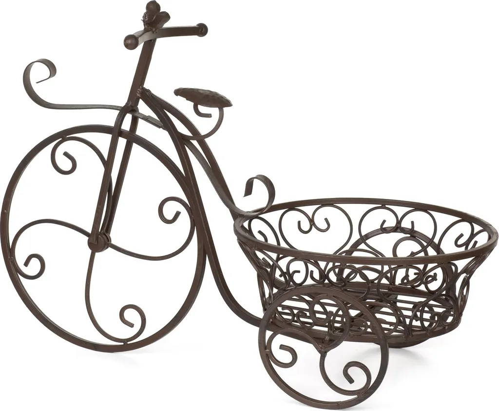 Panier à plantes Moritz en bois robuste : Roue décorative 55 cm jardin