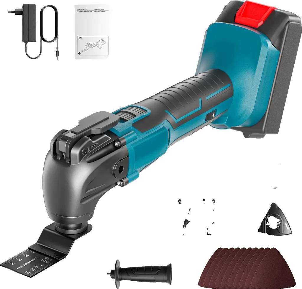 Outil multifonction oscillant 600W sans fil, 6 vitesses et angle de 4°