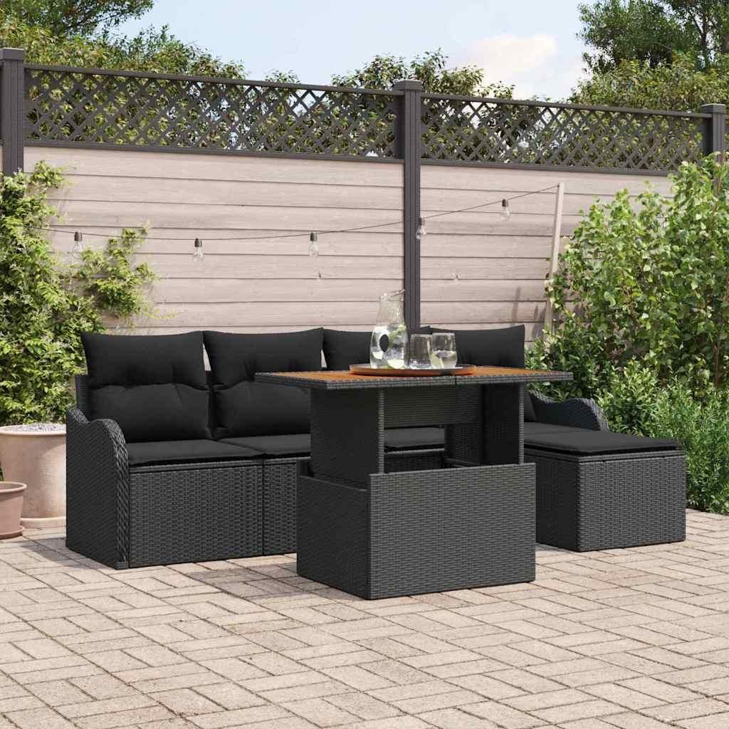 Maison Exclusive - Garten-Sofa-Set mit Speicher 6 pcs Schwarz Poly Rattan