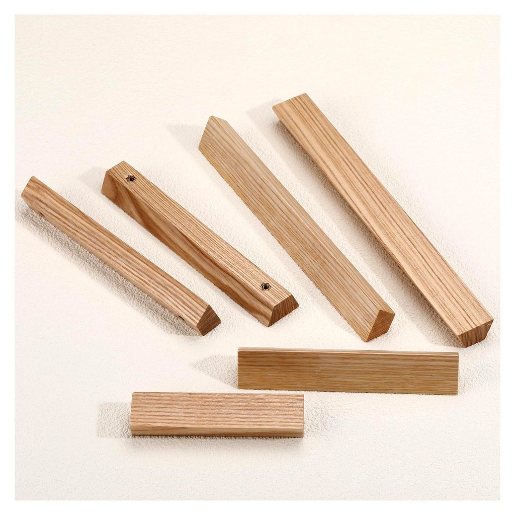 6 Stück Holz Möbelgriffe aus Wachsholz | Lochabstand 96mm, Länge 130mm