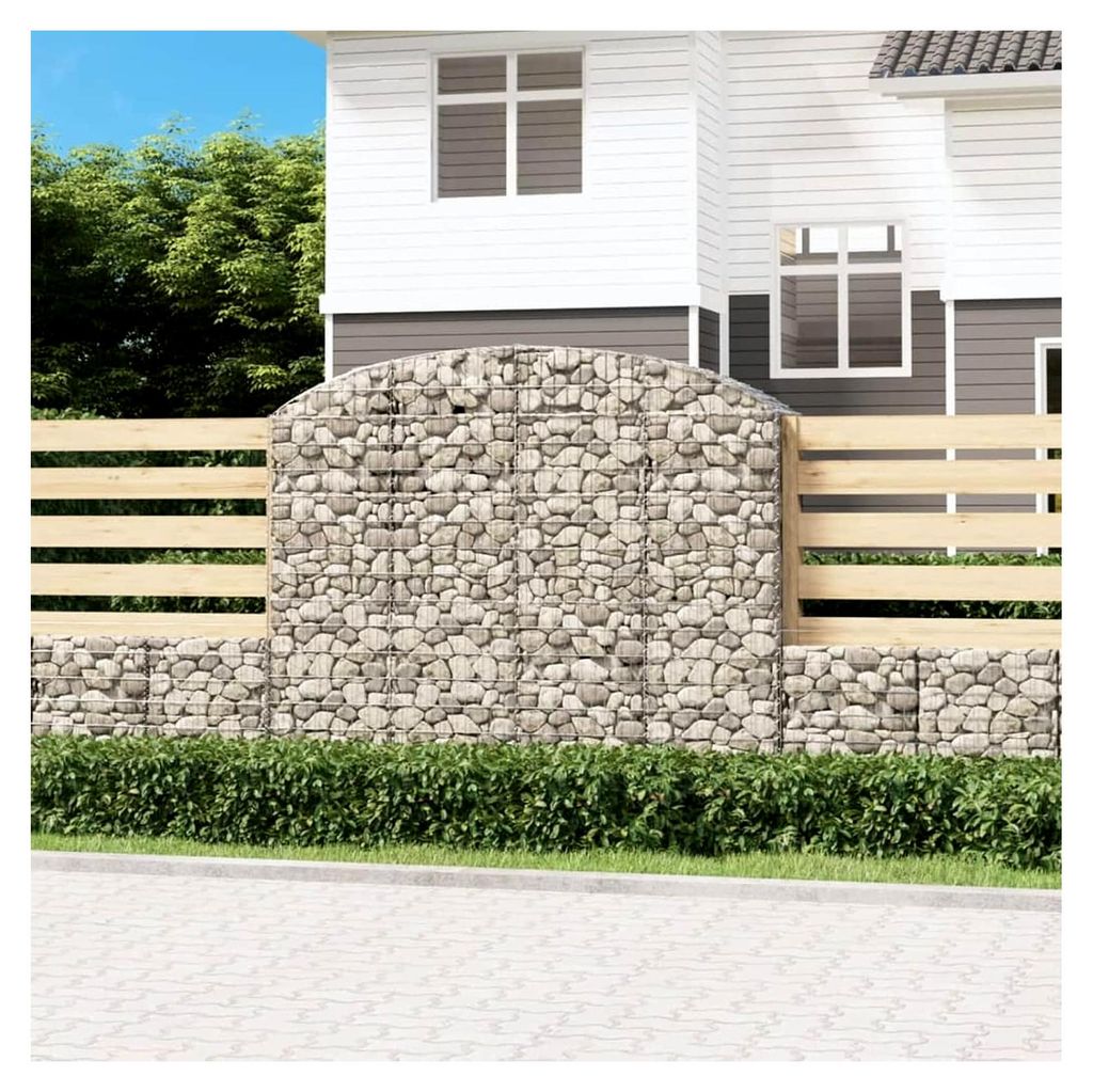 Gabione mit Hochbogen, Gabionenkörbe, Hochbeet, Steinkorb, Gabionengitter, Kräuterspirale für den Garten, Drahtkorb für Pflanzen, 200x50x160/18...