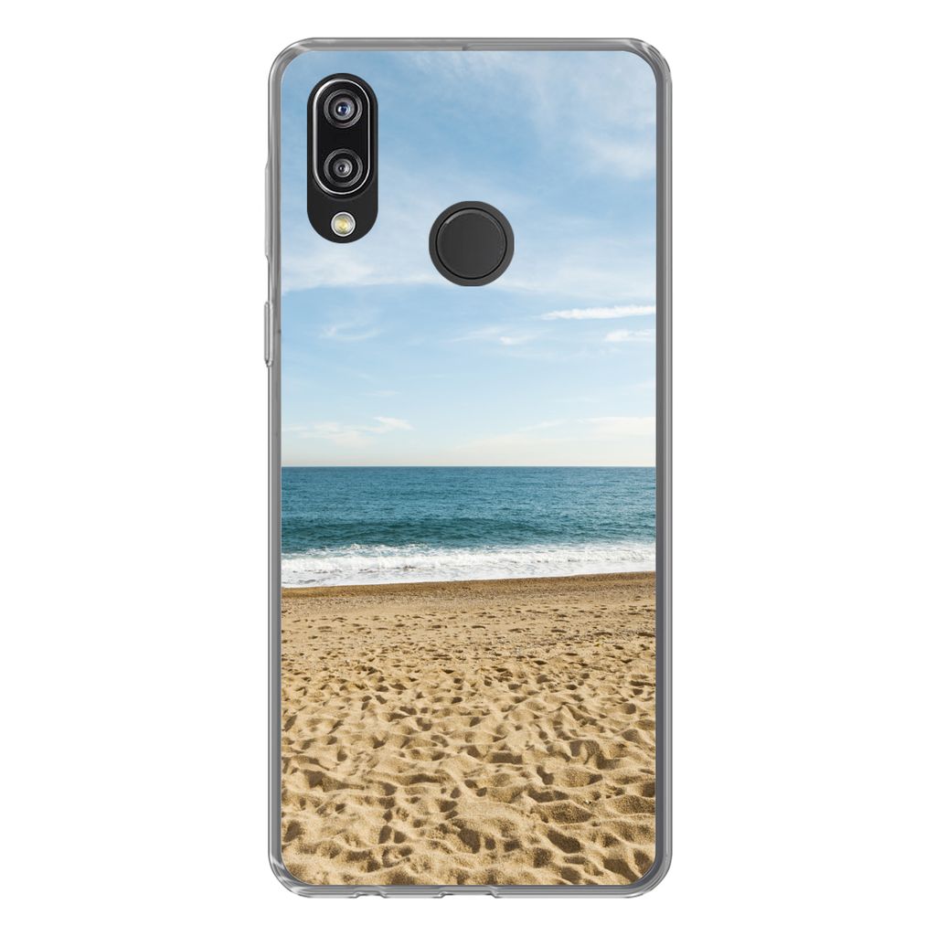 MuchoWow Handyhülle Schutzhülle Hülle für Huawei P20 Lite (2020) Strand - Sand - Meer Silikon Softcase Handy Hülle - Kartenhalter