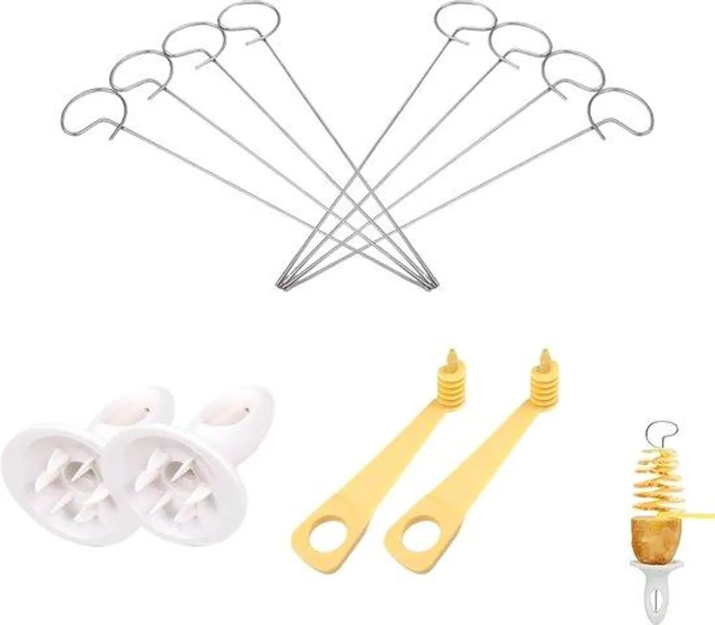Coupe-légumes spirale inox lot de 12 broches pour spirales de pommes de terre