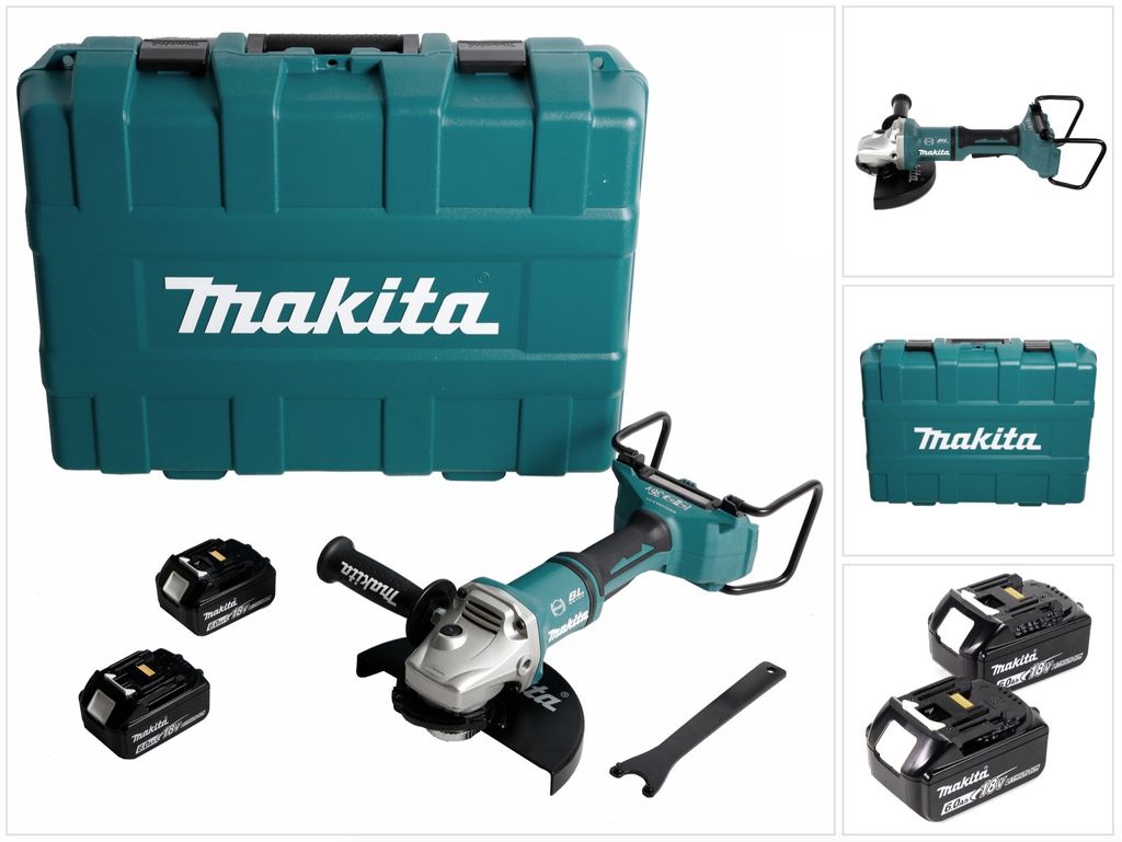 Makita DGA 900 GKX2 Akku Winkelschleifer 36V ( 2x18V ) 230mm Brushless + 2x Akku 6,0Ah + Ezynut + Koffer - ohne Ladegerät