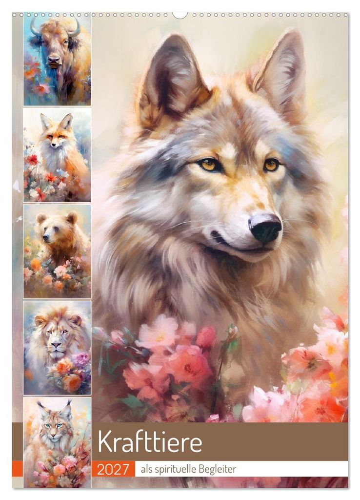 Krafttiere als spirituelle Begleiter (Wandkalender 2027 DIN A2 hoch), CALVENDO Monatskalender