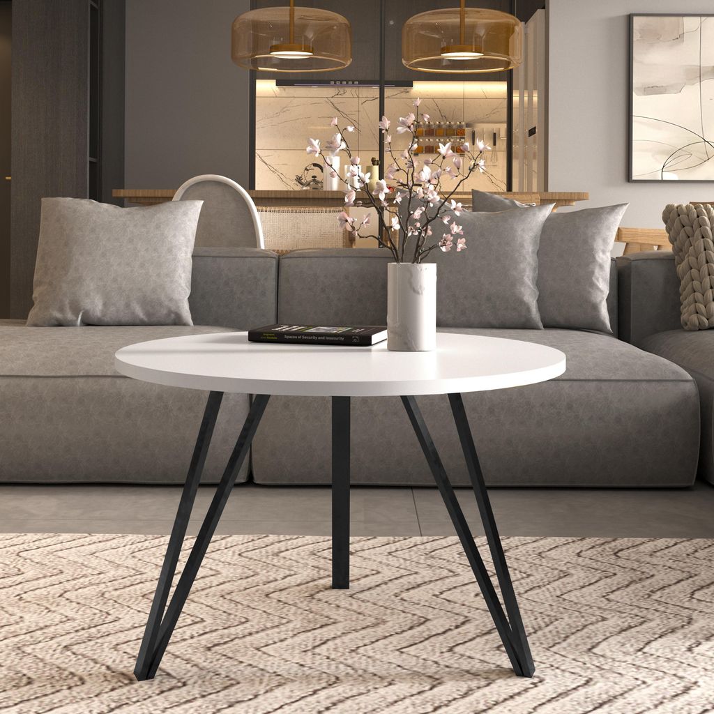 AX LIVING Table basse ronde Cossie 67 cm table blanche Image du produit 
