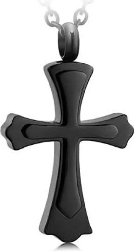 Ciondolo in frassino con catena - Gioielli commemorativi per ceneri, capelli o profumo - Incl. dispositivo per riempire il frassino e sacchetto per riporlo - Croce nera