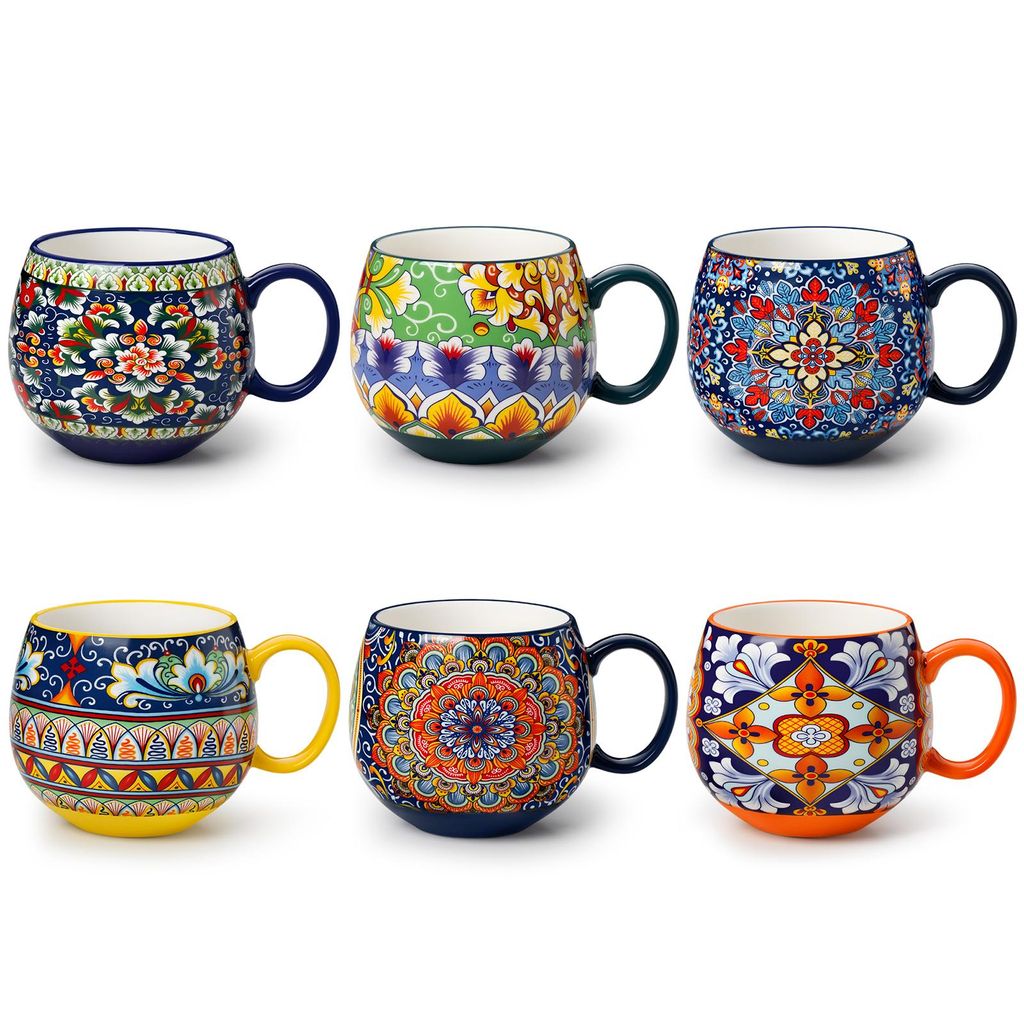 Vancasso Porzellan Becher, 6-St Trinkbecher, Kaffeetassen, Teetassen für 6 Personen, böhmischer Stil