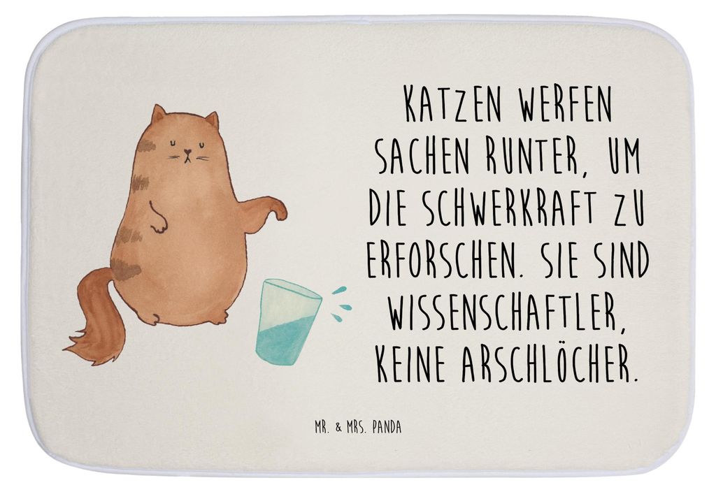 Mr. & Mrs. Panda Badezimmerteppich Katze Wasserglas - Weiß - Geschenk, Cat, Badematte, Badvorleger, Katzen, Neugierig, Teppich Fürs Bad, Glas, Ba...