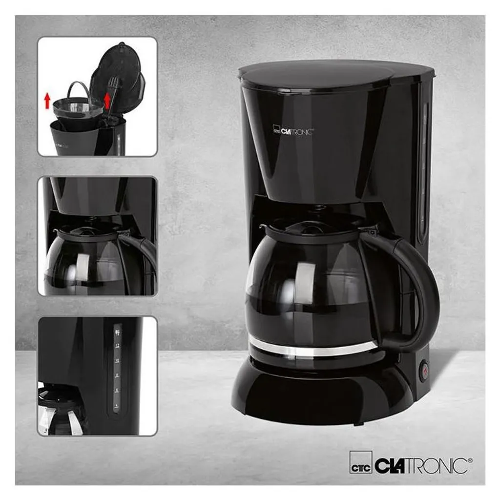 Machine à café CLATRONIC KA 3473 noire pour 14 tasses de café filtre