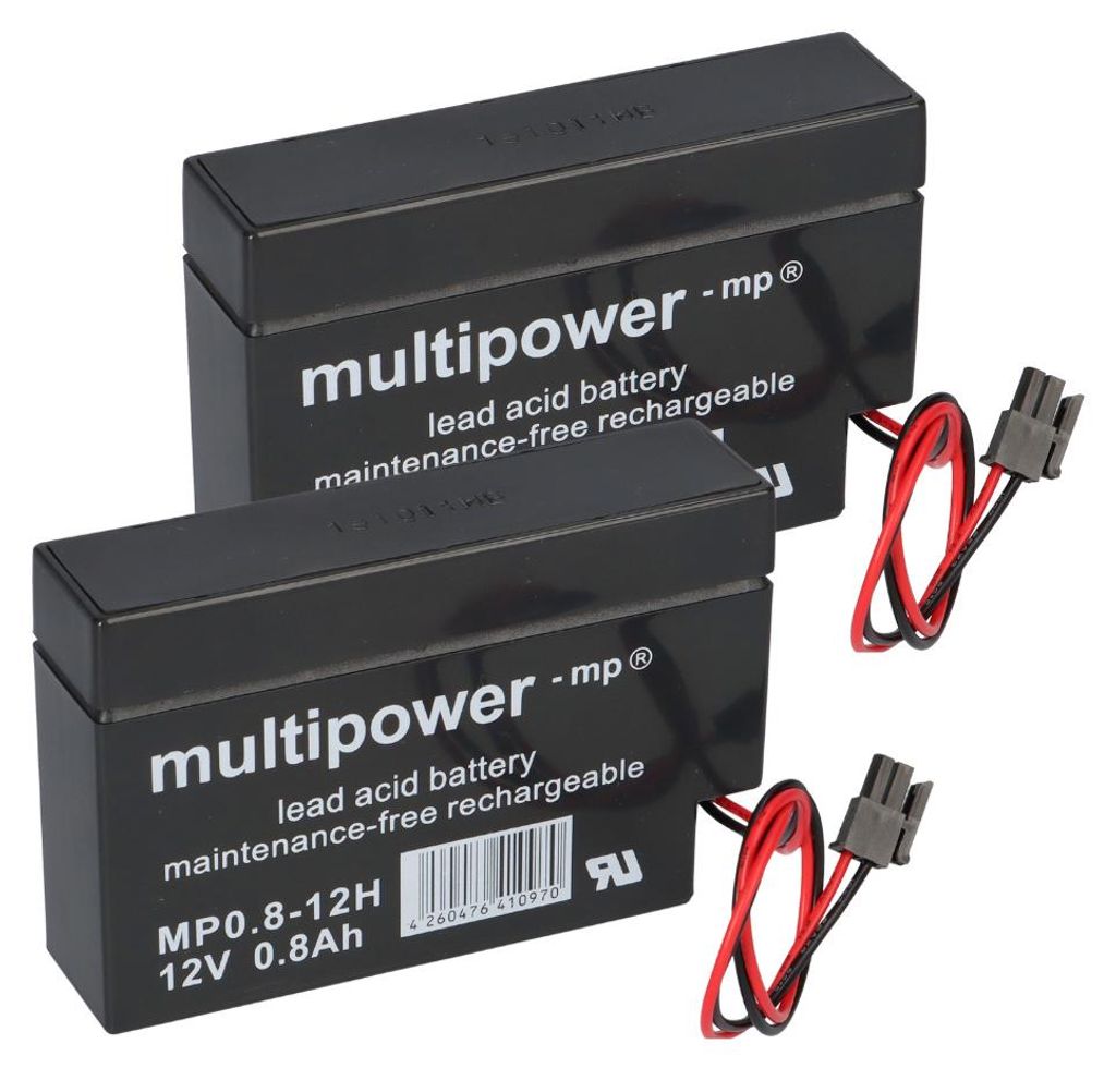 2x Multipower batterie au plomb MP0,8-12H Pb 12V 0,8Ah Image du produit 