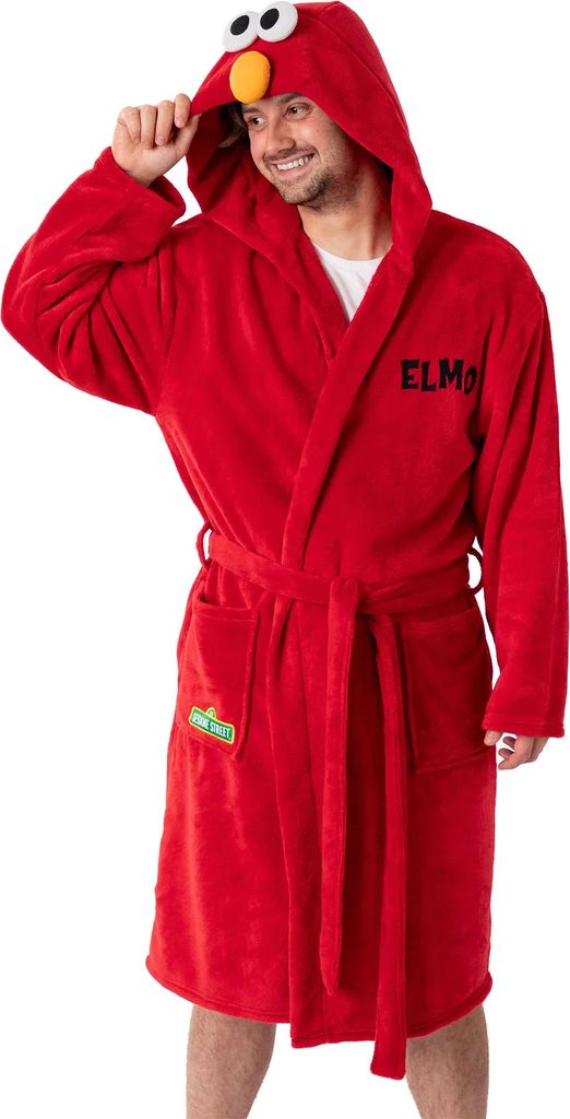 Sesame Street - "Elmo" Morgenmantel für Herren/Damen Uni, mit Kapuze NS9518 (XL) (Rot)