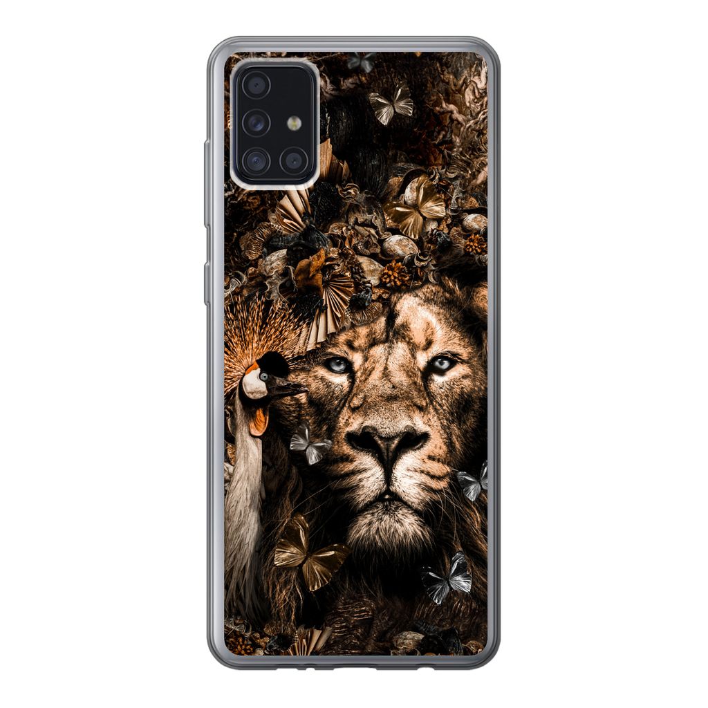 MuchoWow Handyhülle Schutzhülle Hülle für Samsung Galaxy A52 5G Tiere - Collage - Schmetterling Silikon Softcase Handy Hülle - Umschlag