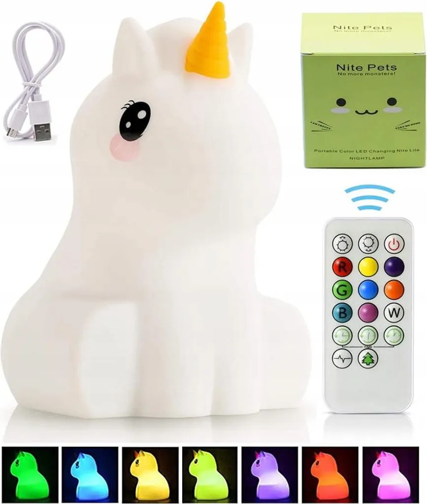 Lampe Licorne silicone - Autonomie 25h - 9 couleurs LED et 3 modes