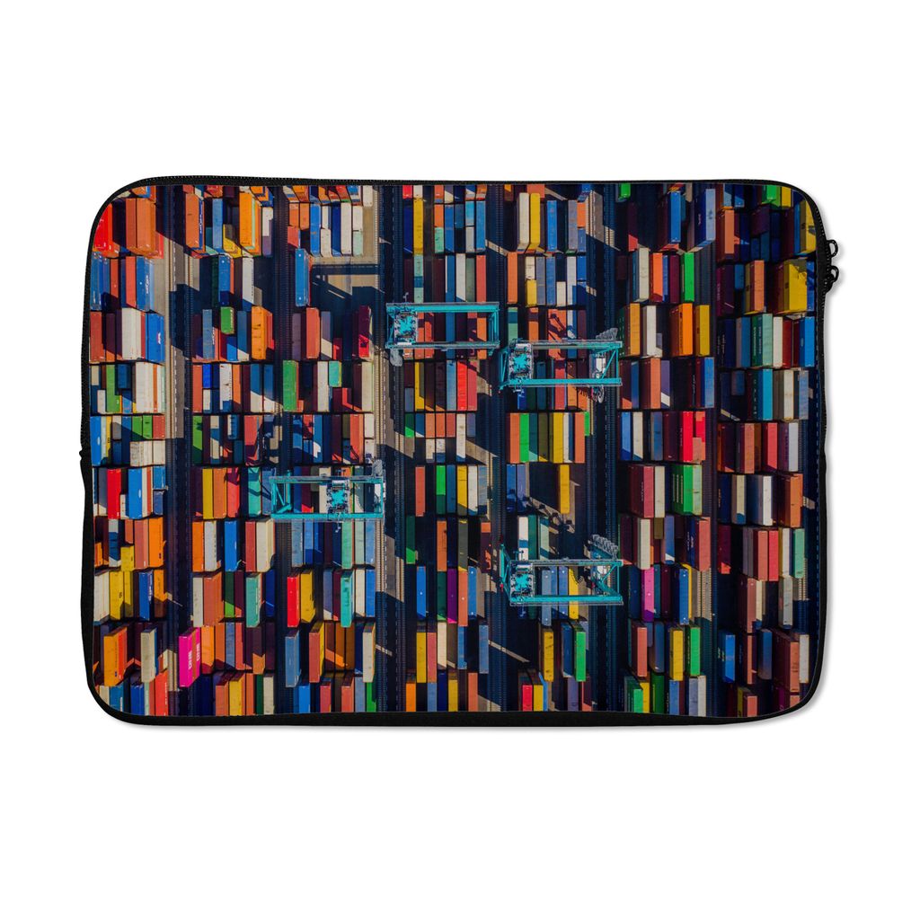MuchoWow Laptop Hülle 13 Zoll Containerhafen Laptoptasche - Laptophülle - Sleeve - Rundumschutz