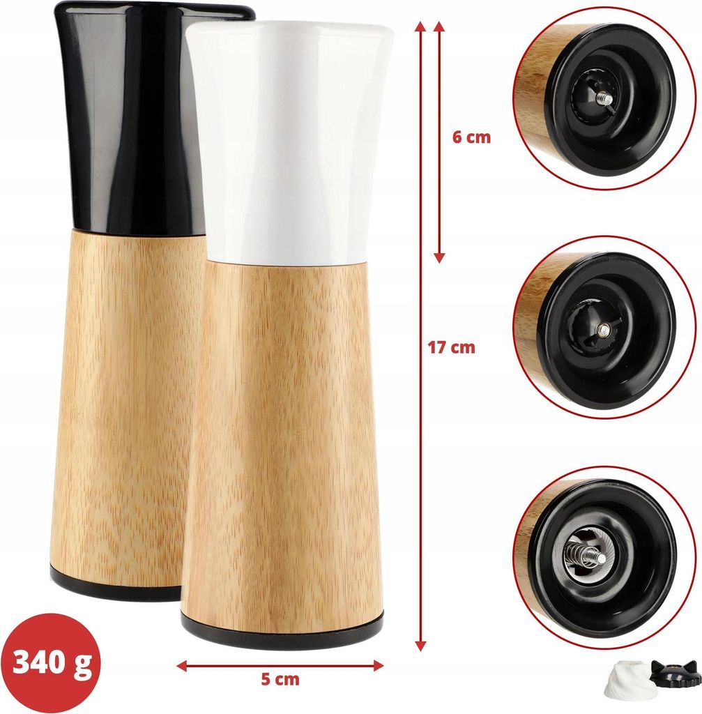 Salz- und Pfeffermühle - Manuelle Gewürzmühle - Handbetrieben - Für Salz, Pfeffer und Gewürze