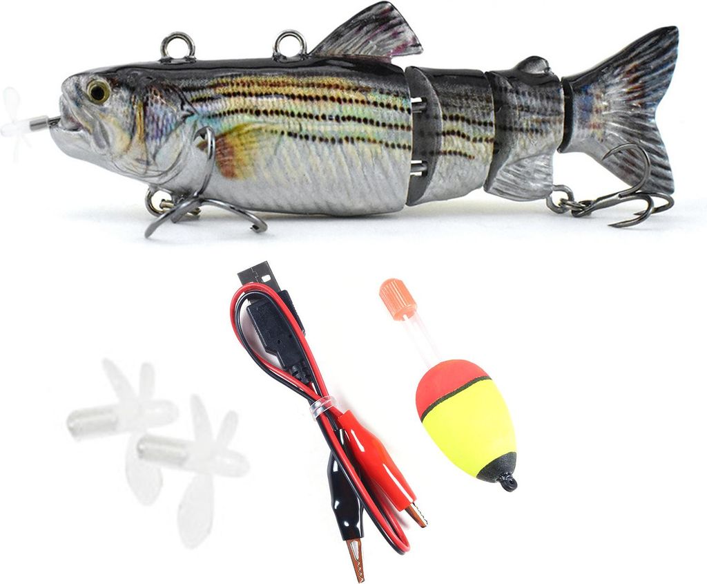 13CM/35G Elektrischer Angelköder mit mehreren Gelenken und Haken, USB-aufladbar, LED-Leucht-Swimbait, Roboter-Kunstköder, Angelzubehör