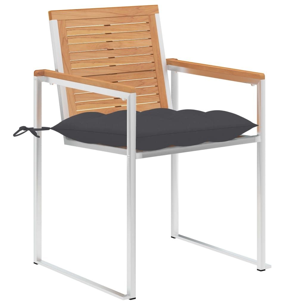 "WINTER SALE"Stuhl Terrasse - Gartenstühle mit Kissen 2er set - Balkonmöbel - Campingstuhl elegantes Design - Massivholz Teak und Stahl - 60x56x8...