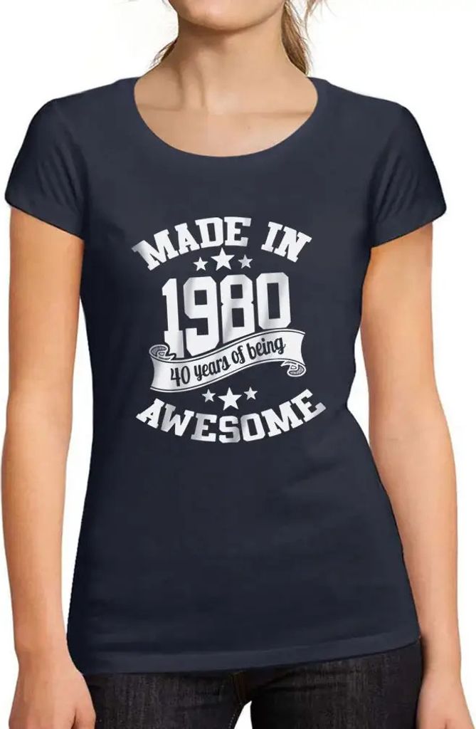 Damen Grafik T-Shirt Hergestellt im Jahr 1980 – 1980 – Geschenk 44. Geburtstag Jahrestag 44 Jahre Jubiläum 44 Jährige Frau Jahrgang 1980