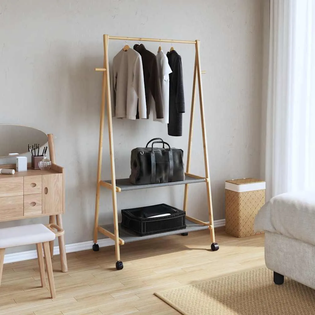 vidaXL Appendiabiti in Bambù con Ruote 96x45,5x155,5 cm | Offerta Online